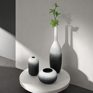 Black and white ceramic vase