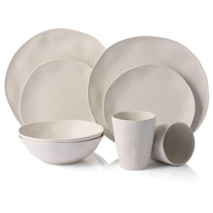 8pcs Bamboo Dishware Set