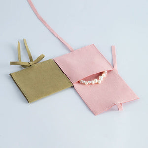 5pcs Jewelery Gift Bag Microfiber Jewellry Pouch with Ribbon Envelope Gift Packaging Organizer Bag for Ring Earrings Necklace