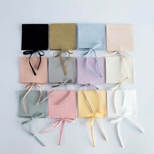 5pcs Jewelery Gift Bag Microfiber Jewellry Pouch with Ribbon Envelope Gift Packaging Organizer Bag for Ring Earrings Necklace