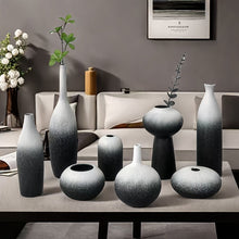 Black and white ceramic vase
