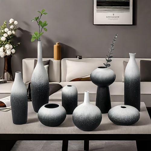 Black and white ceramic vase