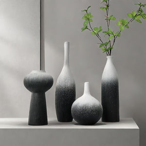 Black and white ceramic vase